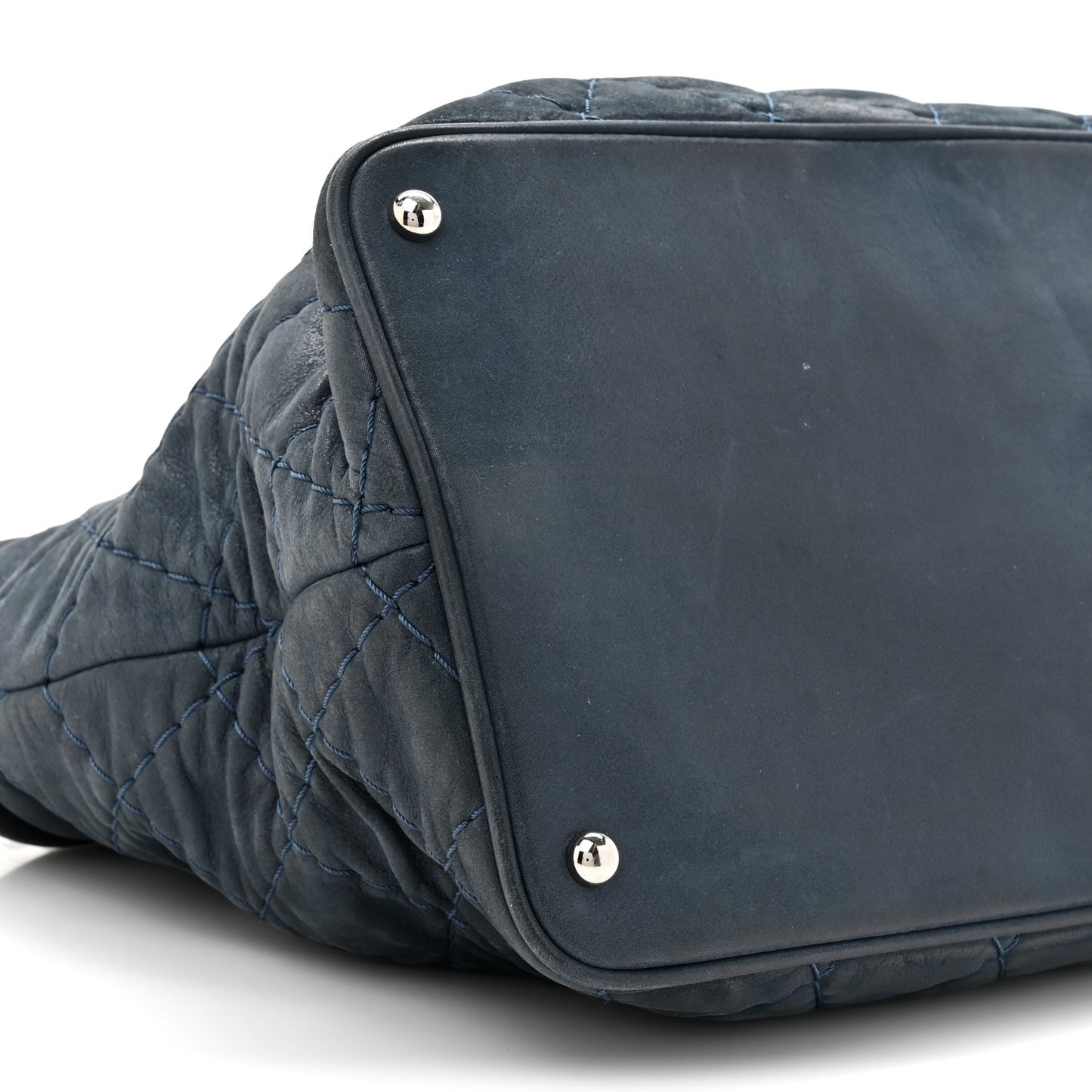 Iridescent Calfskin Quilted Small Sea Hit Tote Navy