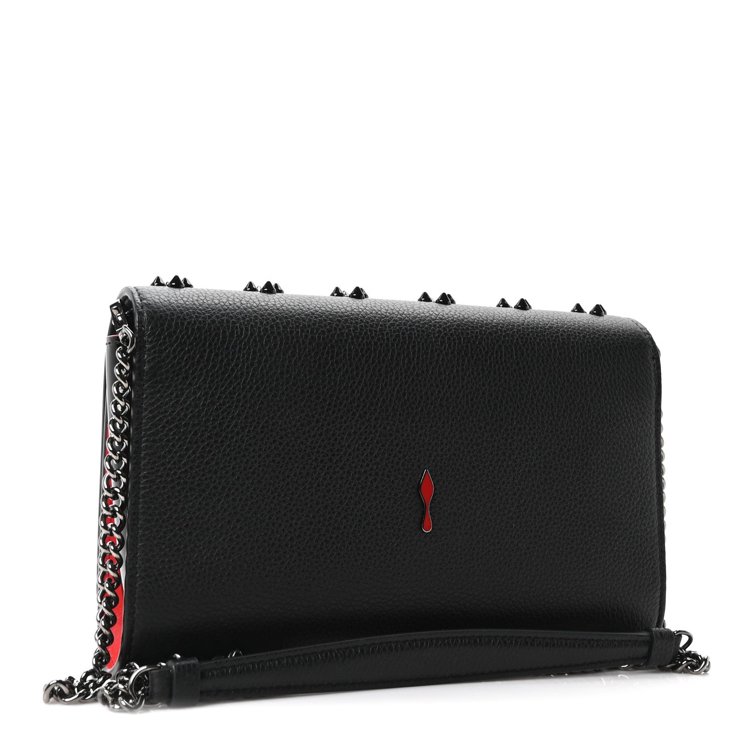 Christian Louboutin Calfskin Spikes Loubinthesky Paloma Clutch Black 3 of 11