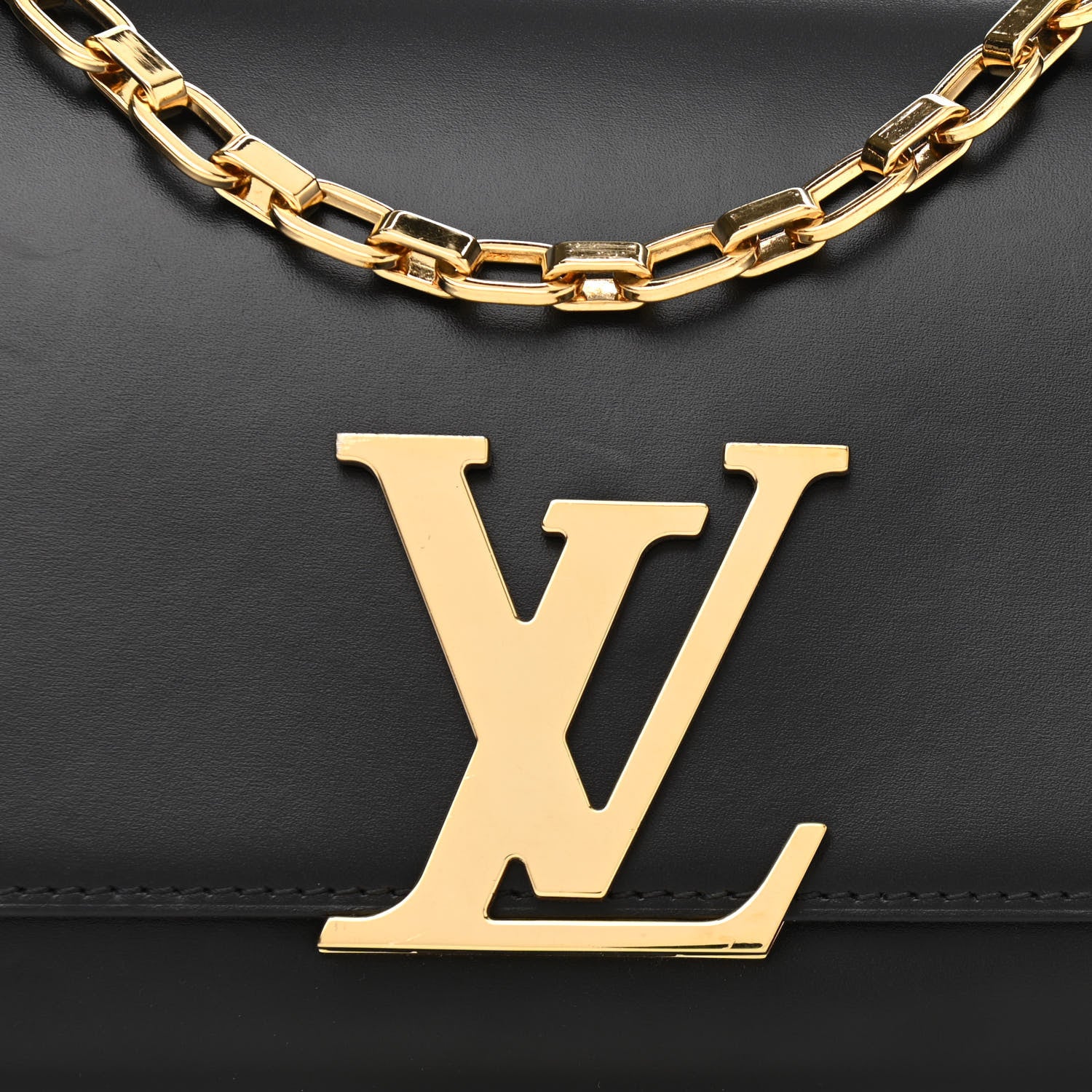 Louis Vuitton Calfskin Chain Louise MM Black 7 of 11