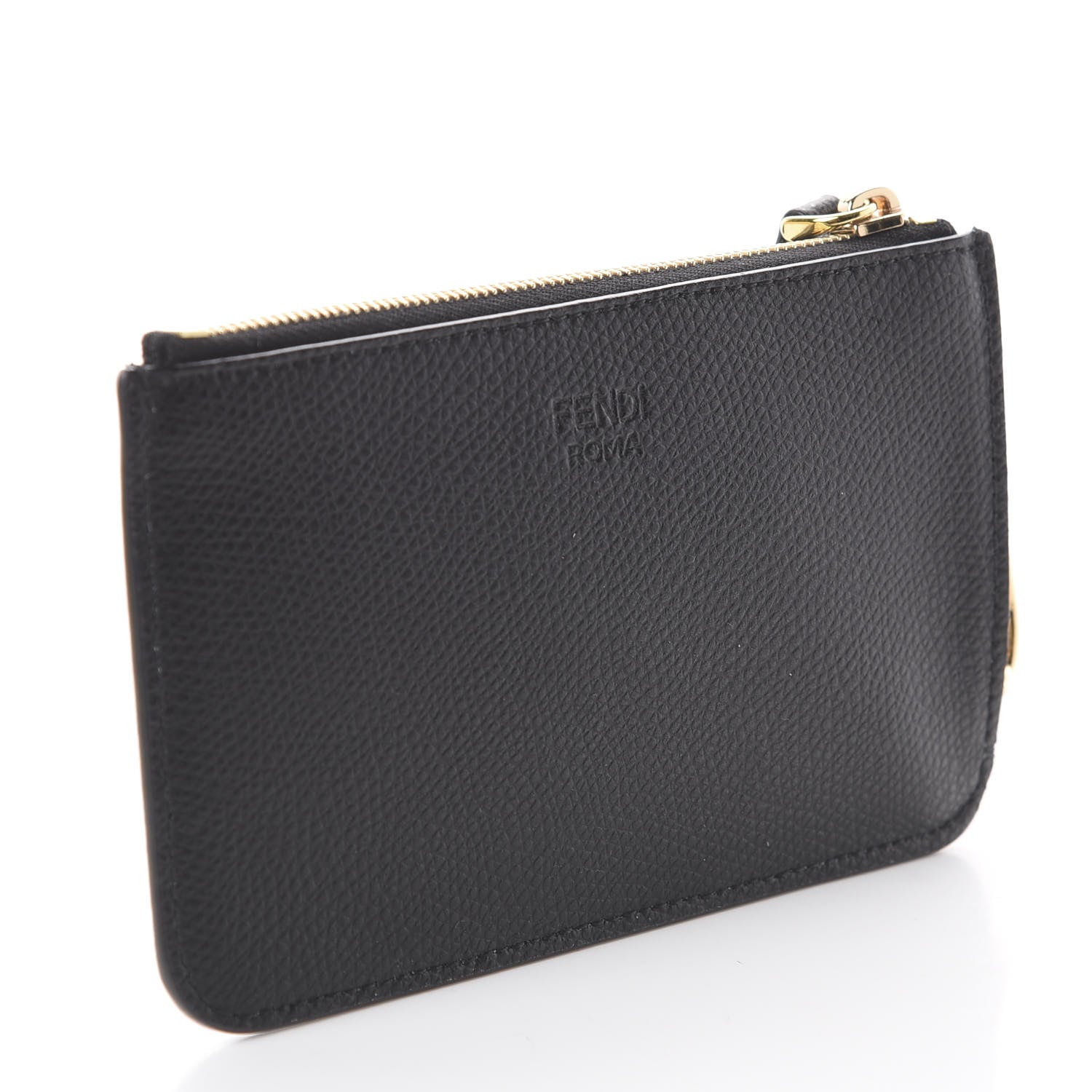 Fendi Grained Calfskin Coin Pouch Key Case Black 2 of 5