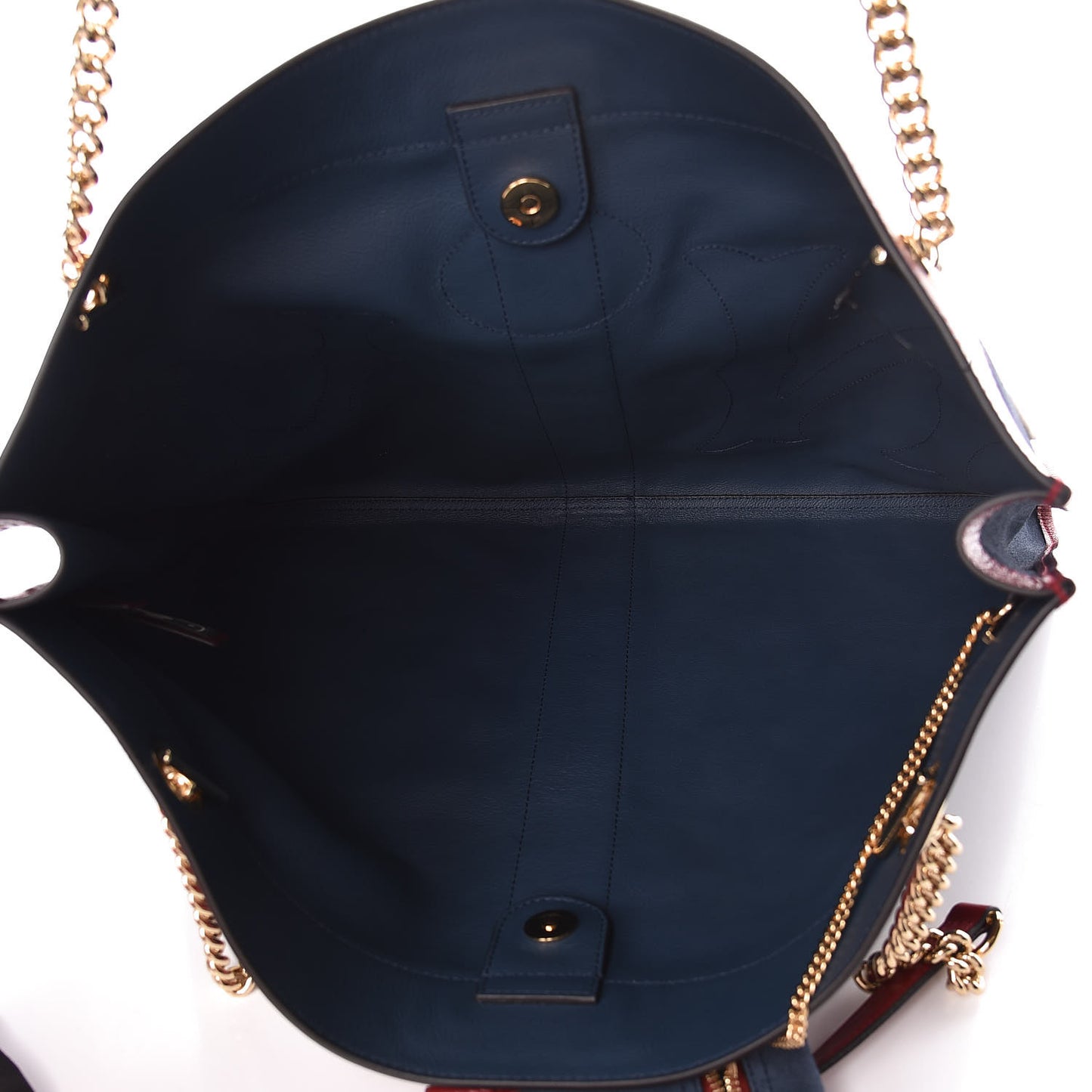 X MLB Suede Calfskin NY Yankees Large Rajah Chain Tote New Blue Romantic Cherry