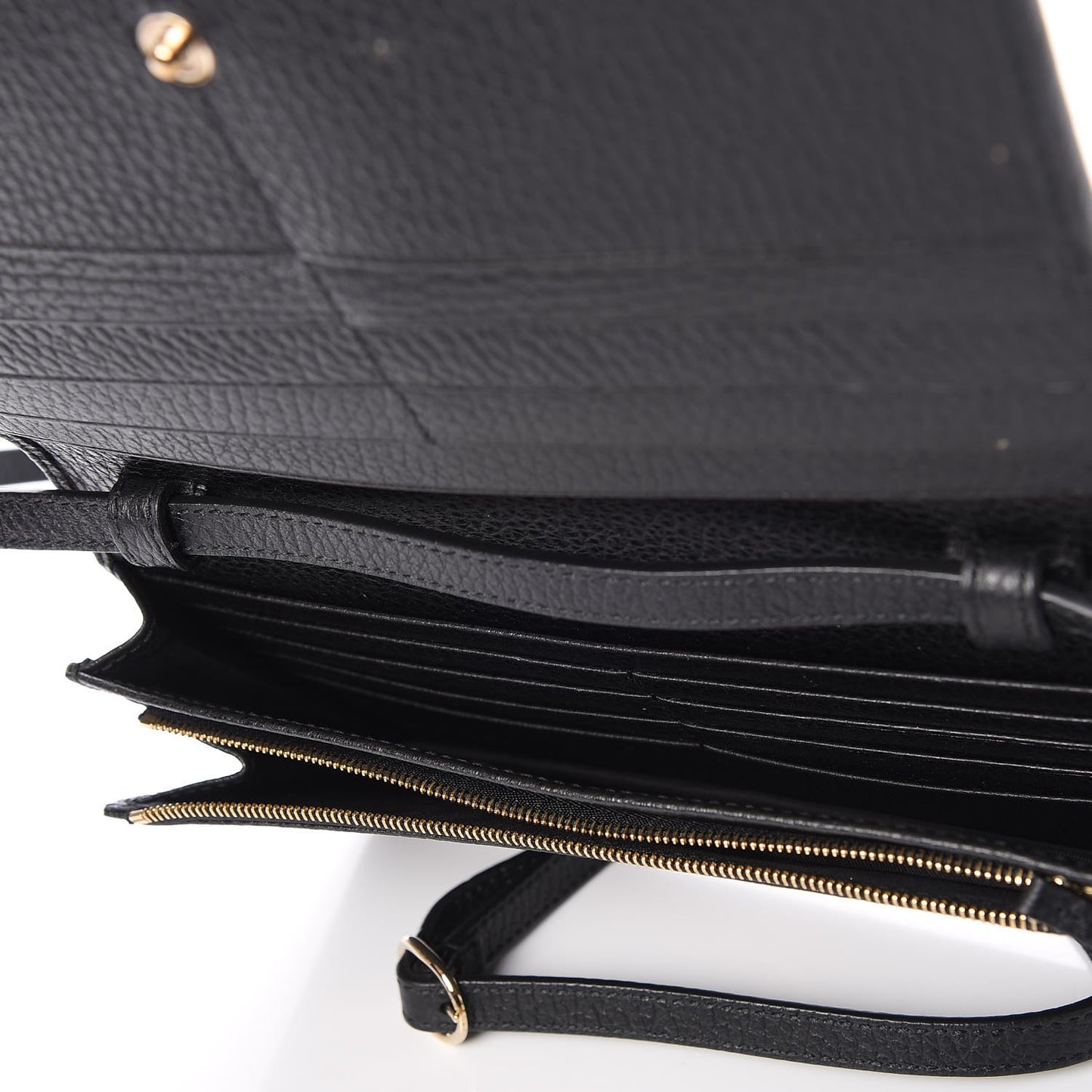 Dollar Calfskin Mini Swing Wallet Bag Black