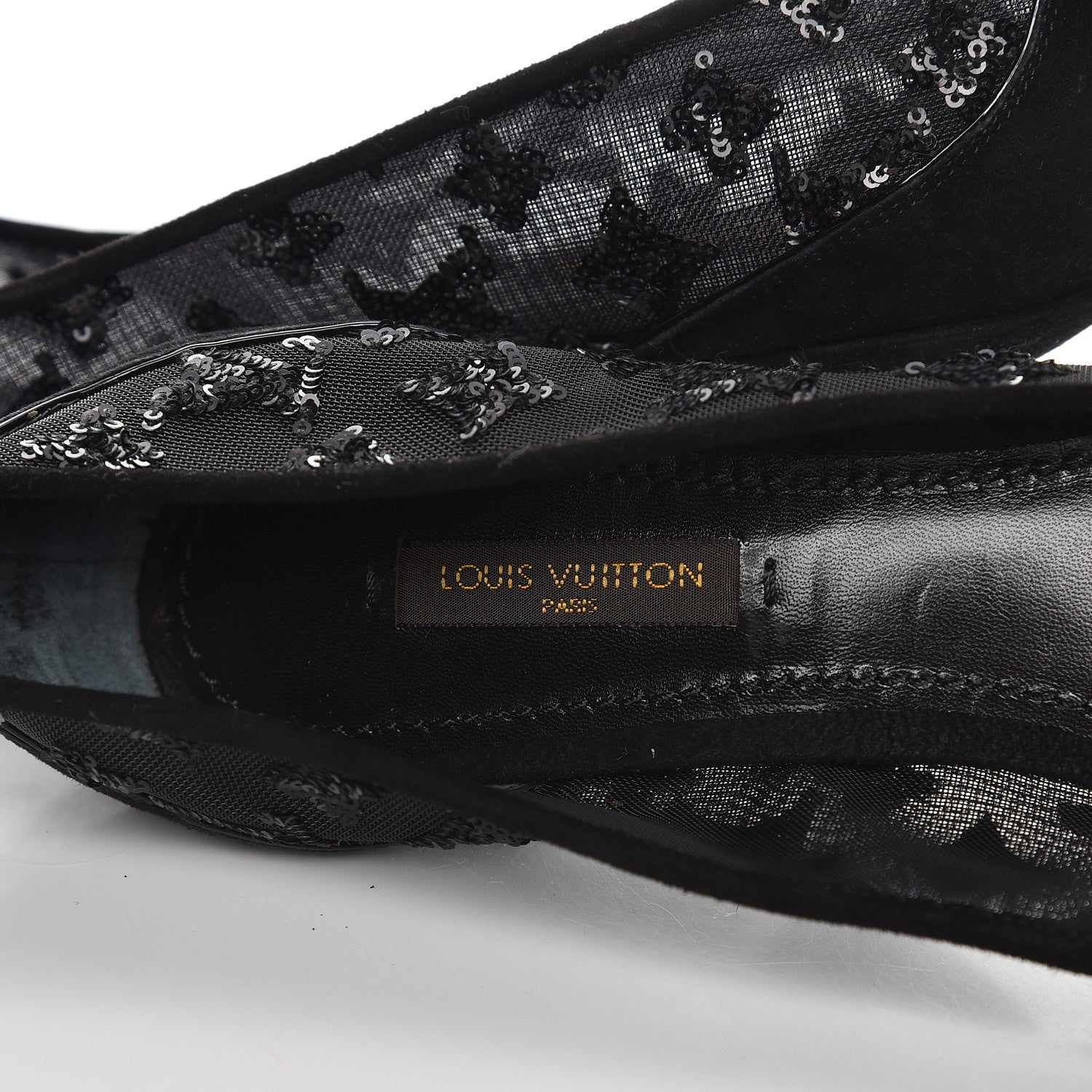 Louis Vuitton Suede Mesh Sequin Night Call Pumps 40 Black 7 of 8