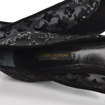 Louis Vuitton Suede Mesh Sequin Night Call Pumps 40 Black 7 of 8