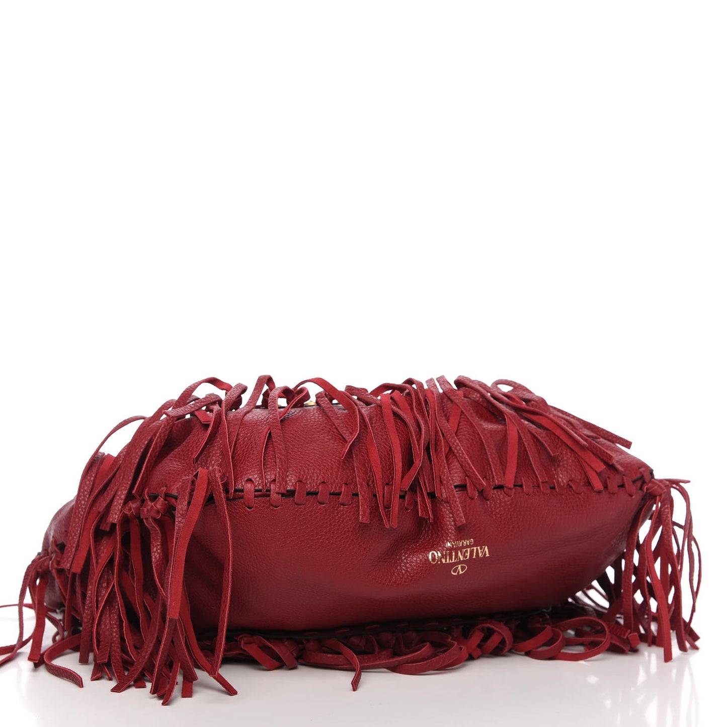 Grained Calfskin C-Rockee Fringe Hobo Scarlet