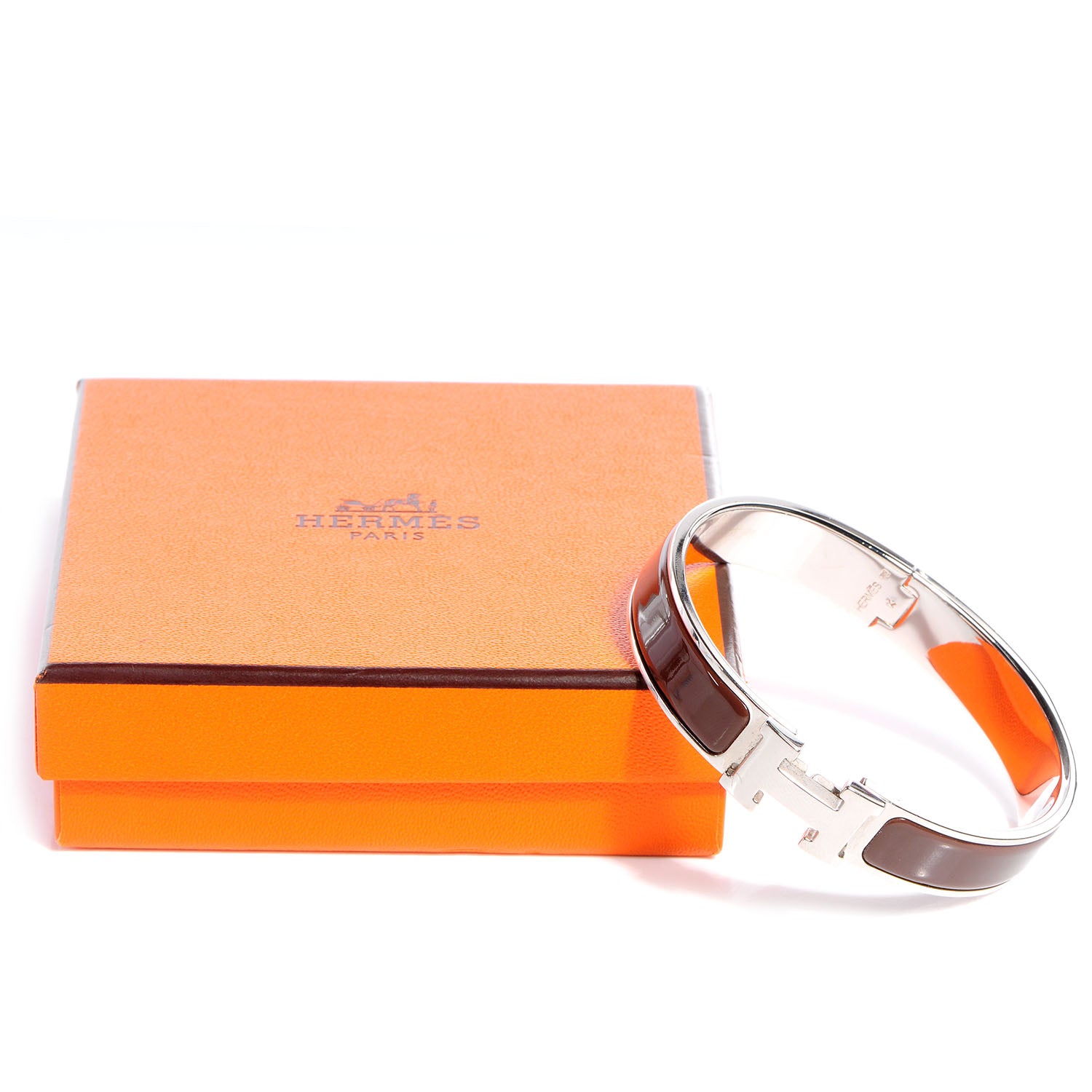 Hermes Enamel Narrow Clic Clac H Bracelet GM Moka 5 of 5