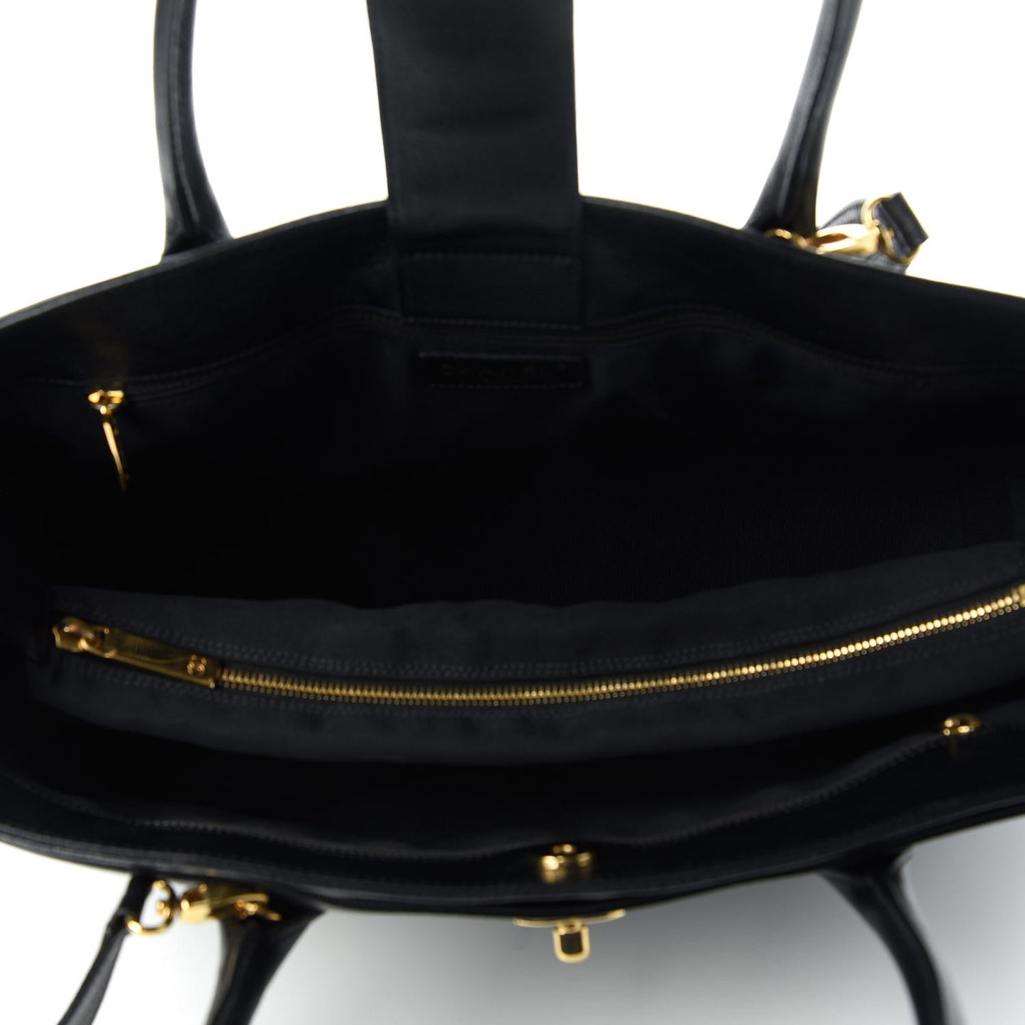 Calfskin Cerf Executive Shopper Tote Black