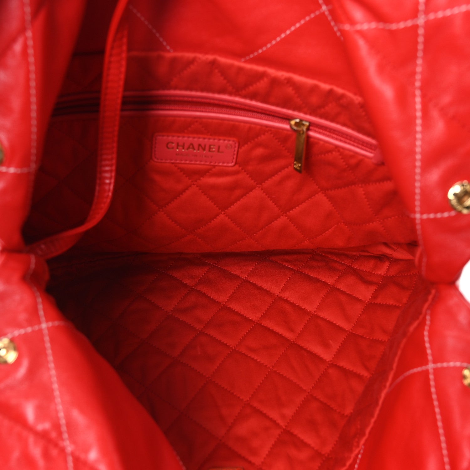 Chanel Shiny Calfskin Stitched Quilted Small Chanel 22 Red 6 of 11