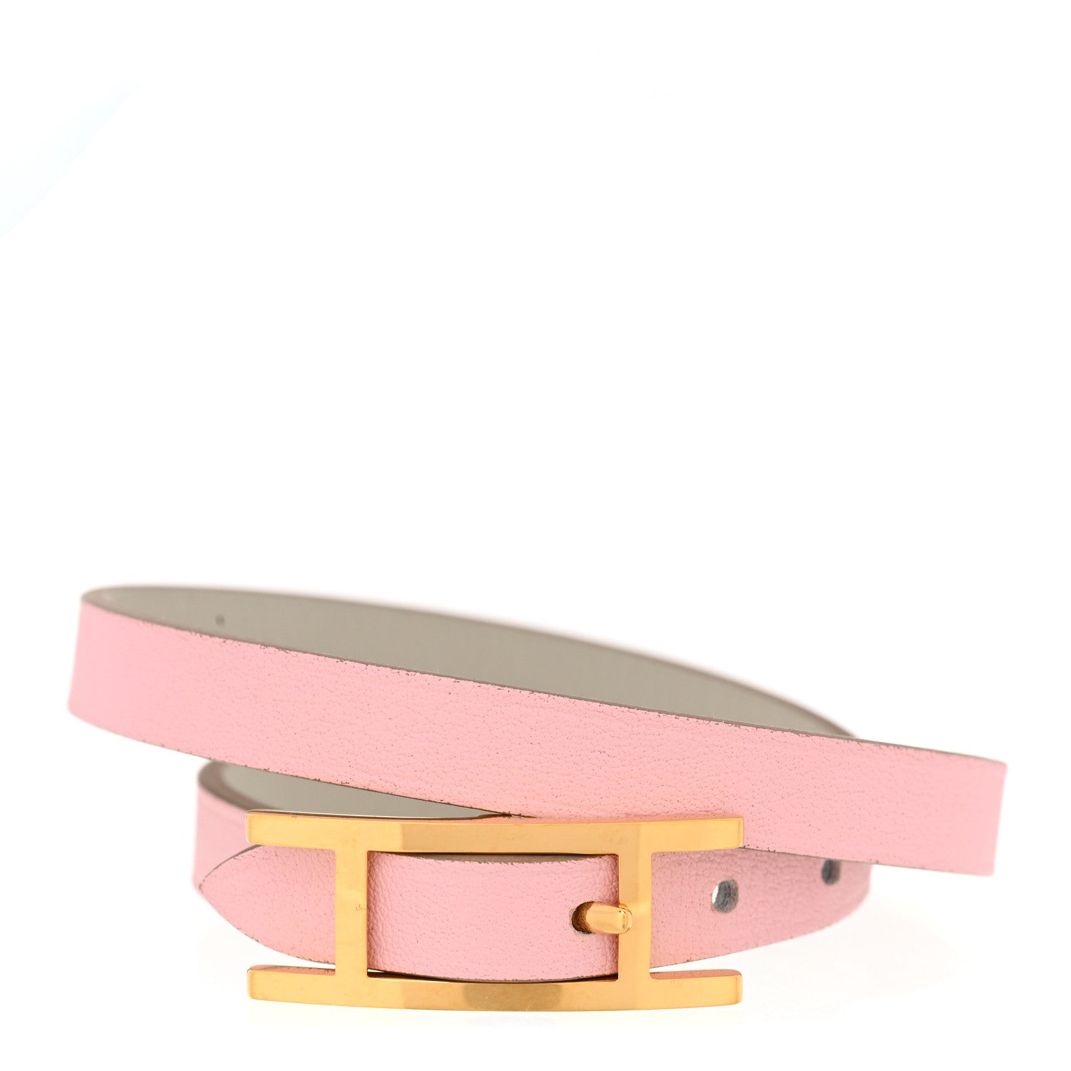 Hermes Swift Behapi Double Tour Bracelet T2 Rose Sakura Gris Perle 1 of 5