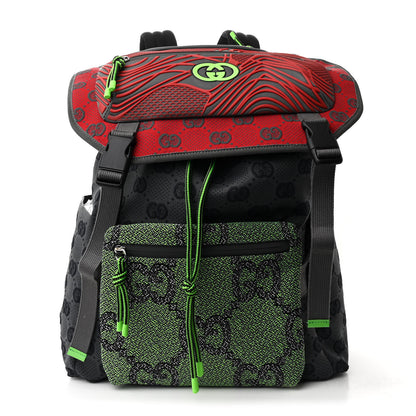 Gucci Jersey GG Monogram All Over Pan Sport Double Buckle Backpack Grey Green Multicolor 1 of 10
