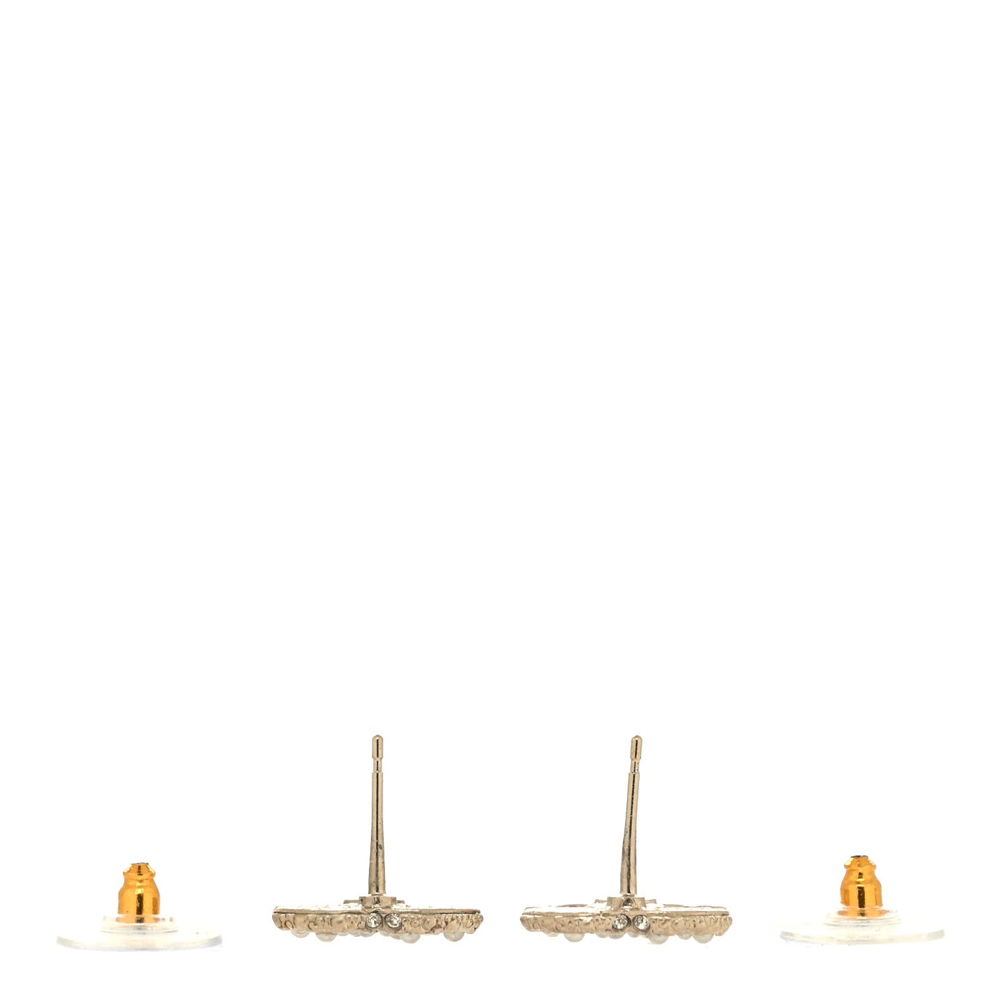 Metal Graduated Pearl Crystal CC Earrings Light Gold