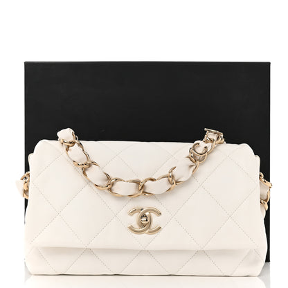Chanel Lambskin Quilted Logo Strap Flap White 11 of 11