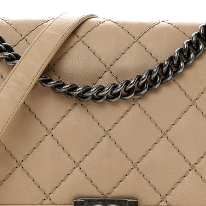 Chanel Calfskin Quilted Double Stitch New Medium Boy Flap Beige 8 of 12