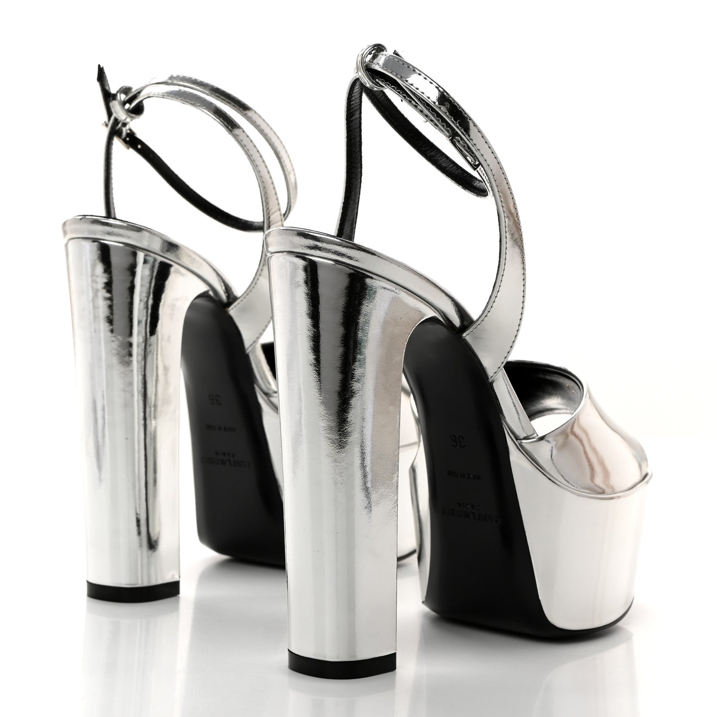 Metallic Patent Jodie 95 Platform Sandals 36 Silver