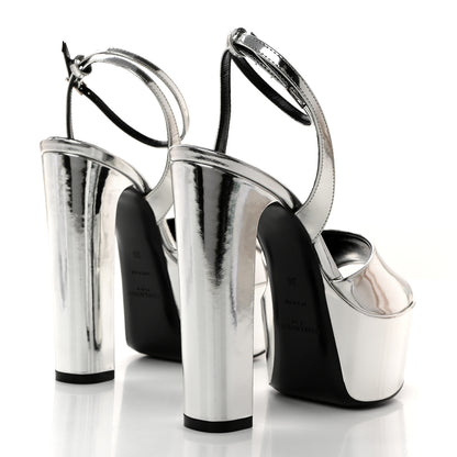 Saint Laurent Metallic Patent Jodie 95 Platform Sandals 36 Silver 4 of 9