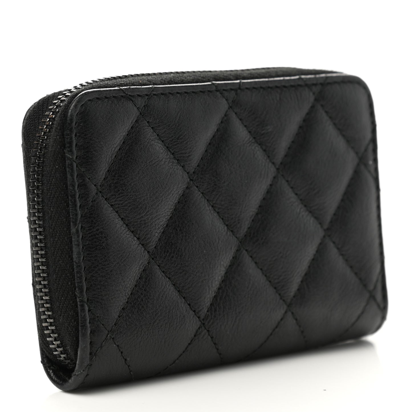 Calfskin Quilted Zip Coin Purse So Black