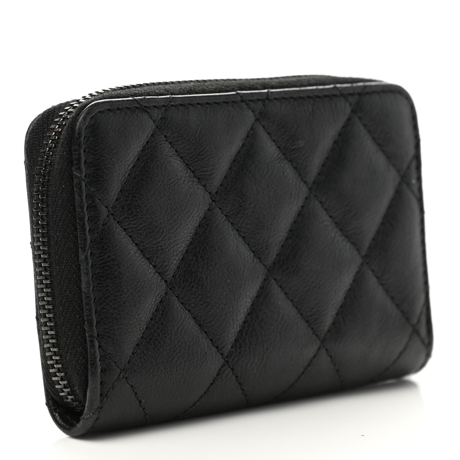 Chanel Calfskin Quilted Zip Coin Purse So Black 3 of 8