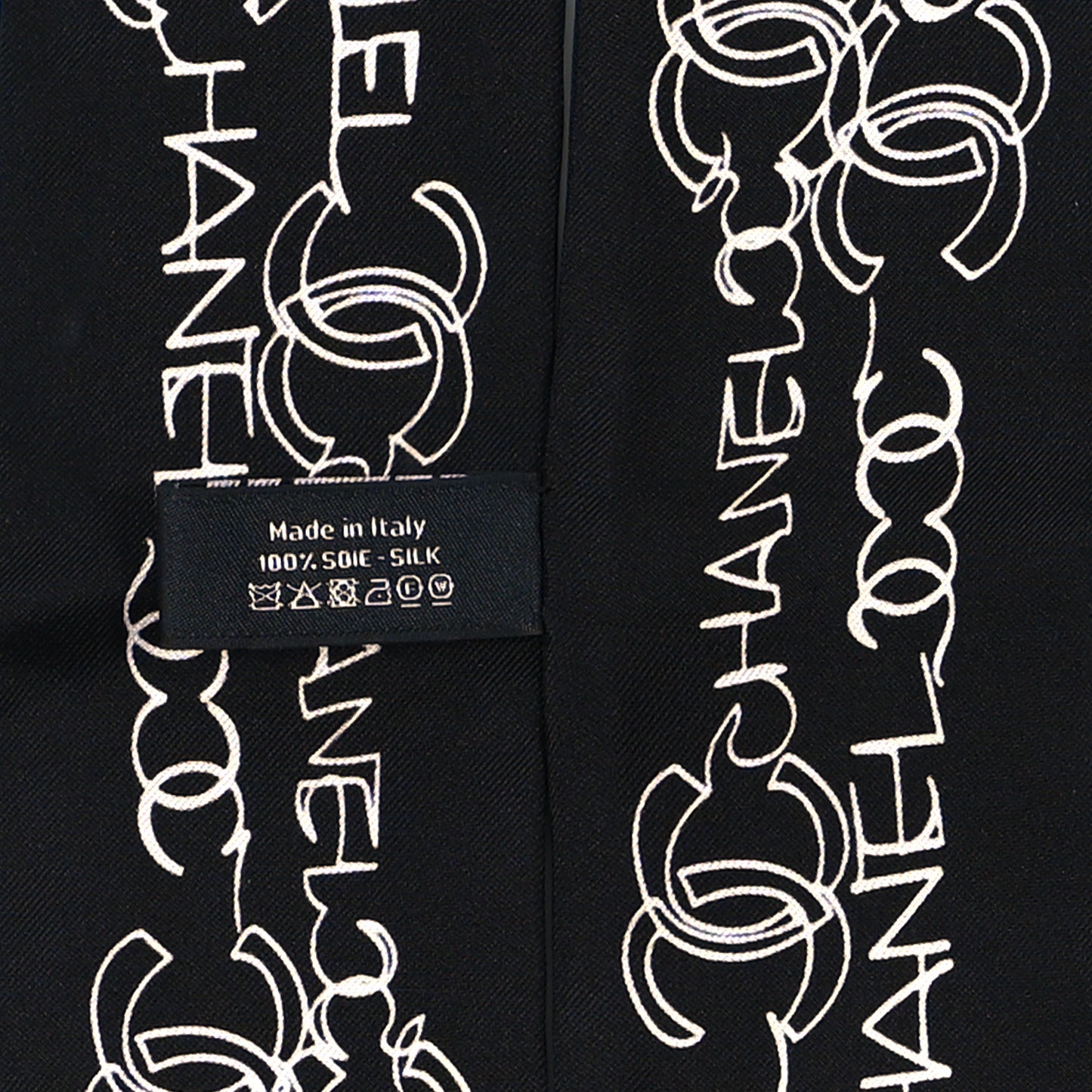 Silk Twill CC Slim Bandeau Scarf Black