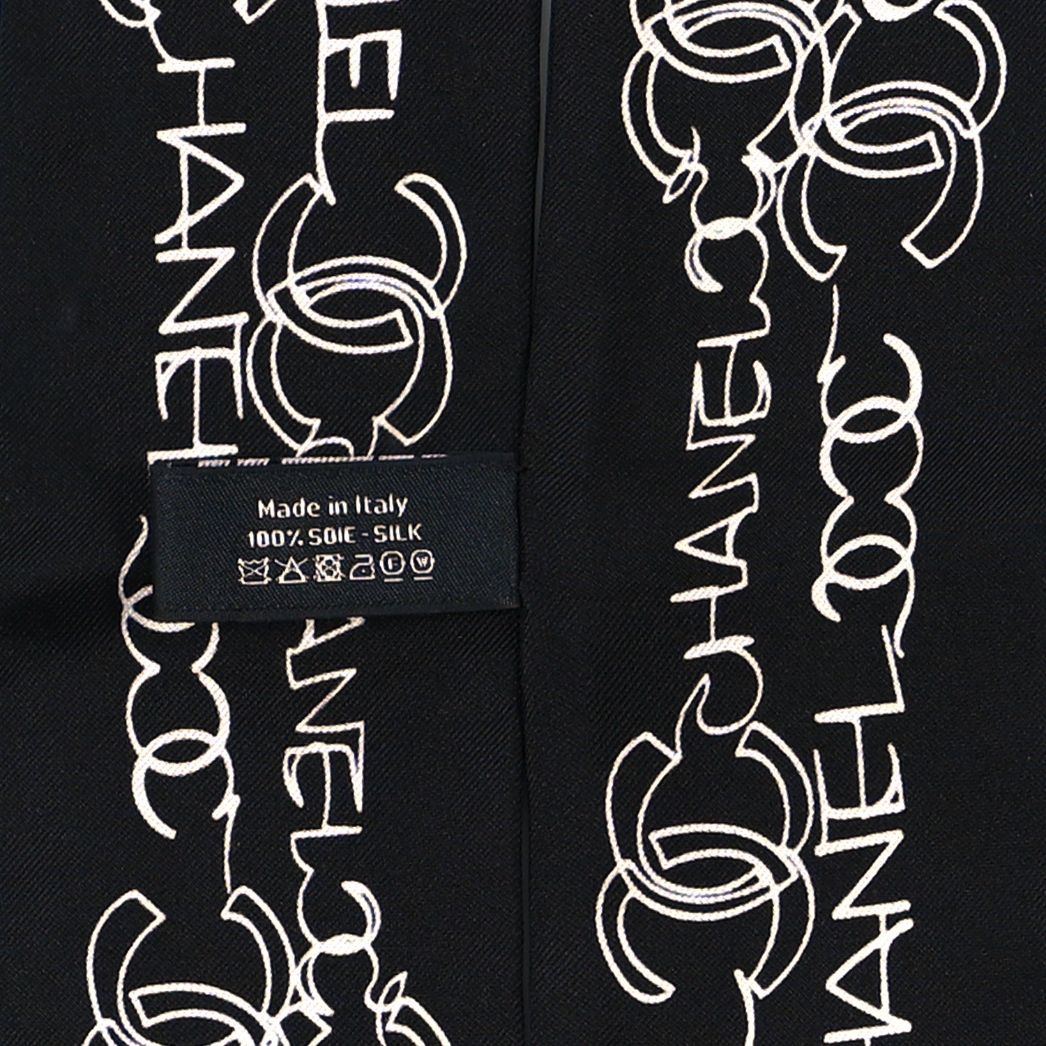Chanel Silk Twill CC Slim Bandeau Scarf Black 4 of 4