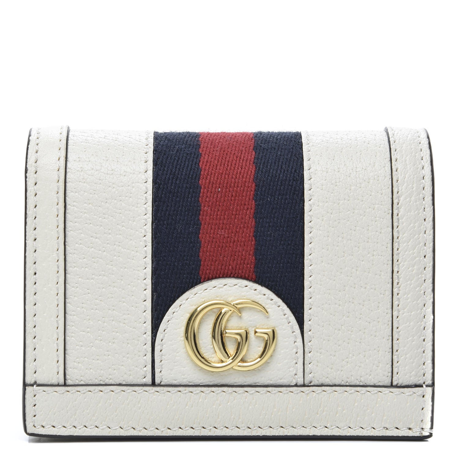 Gucci Textured Calfskin Web Ophidia Card Case Mystic White 1 of 8