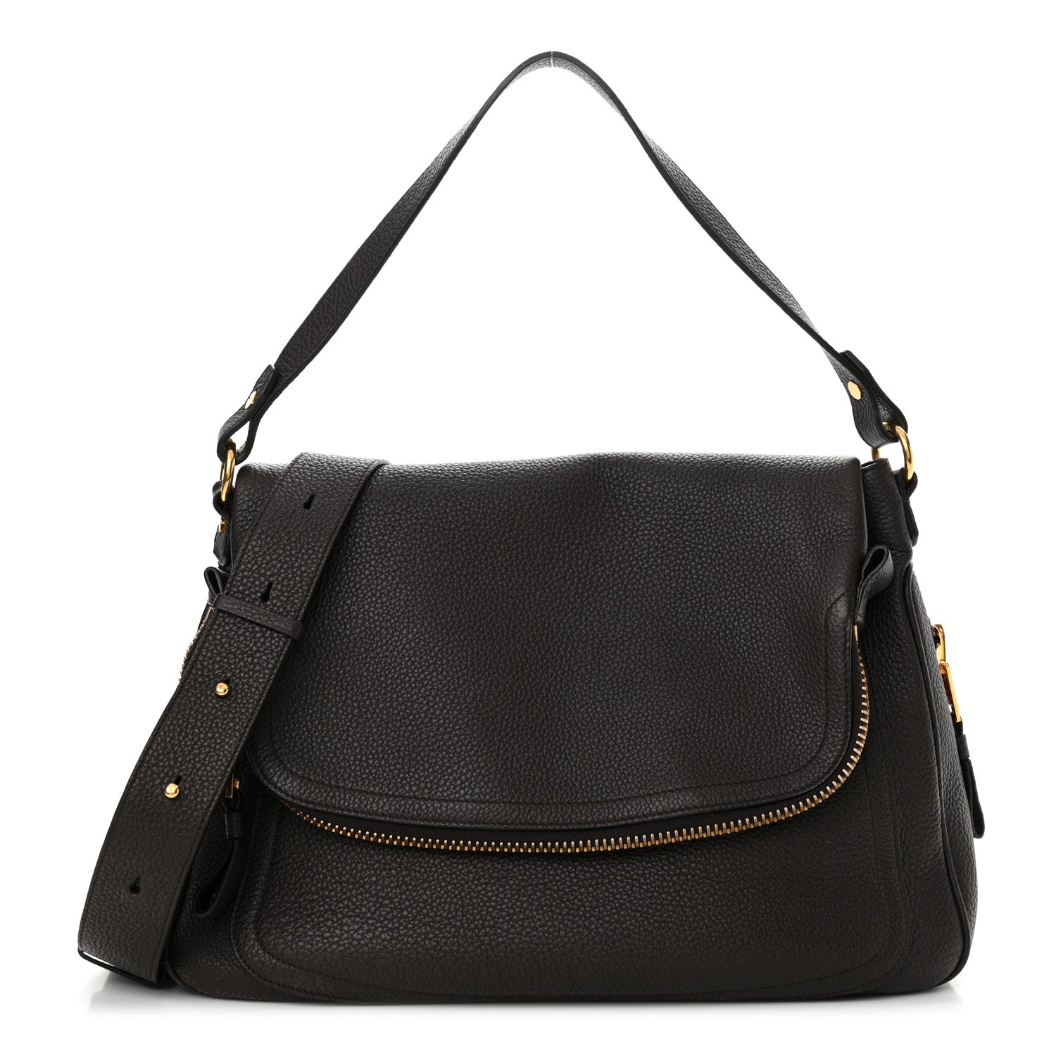 Tom Ford Pebbled Calfskin Large Jennifer Dark Brown 1 of 12