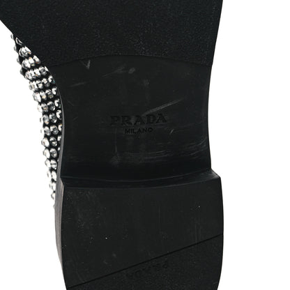 Prada Satin Crystal Metal Triangle Logo 50mm Loafers 38 Cristal 6 of 9