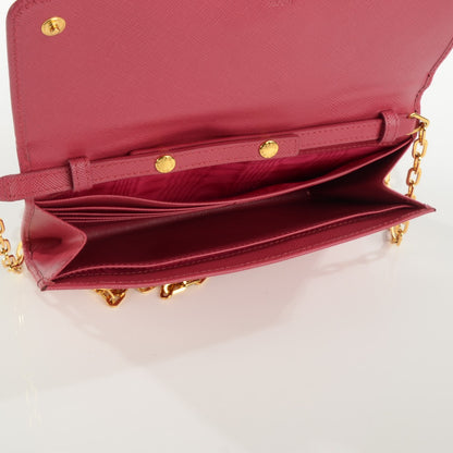 Prada Saffiano Metal Large Chain Wallet Peonia 8 of 12