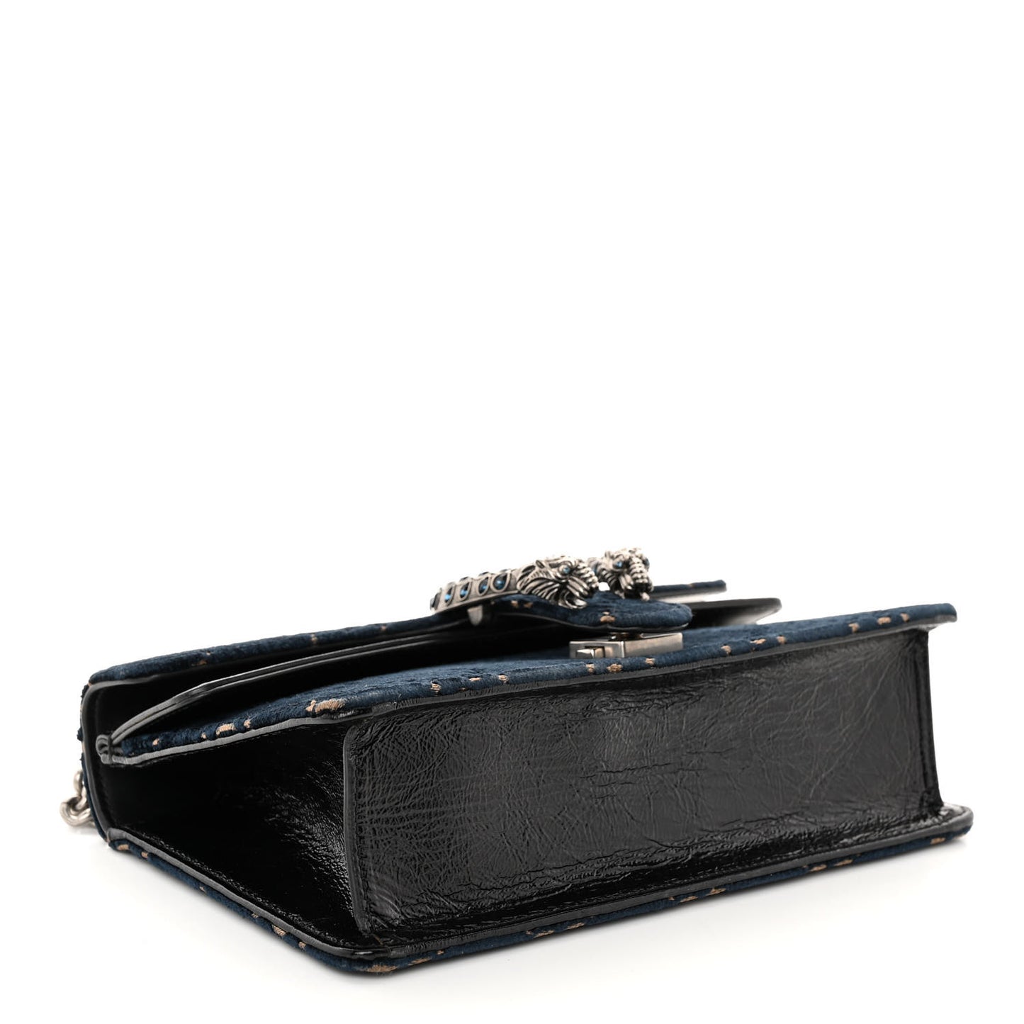Velvet Skipper Crystal GG Monogram Small Dionysus Shoulder Bag Blue Beige Black