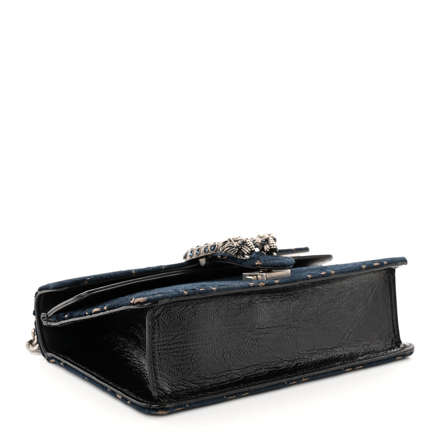 Gucci Velvet Skipper Crystal GG Monogram Small Dionysus Shoulder Bag Blue Beige Black 4 of 9