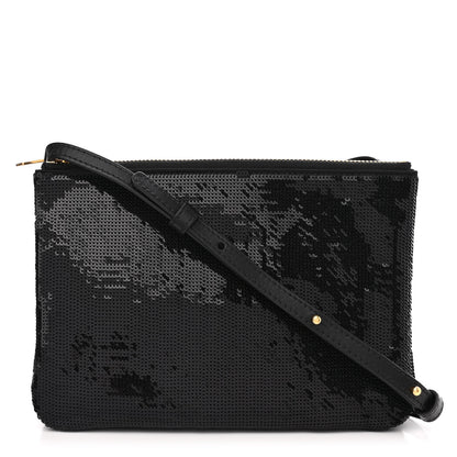 Celine Sequin Small Trio Crossbody Bag Black 1 of 12
