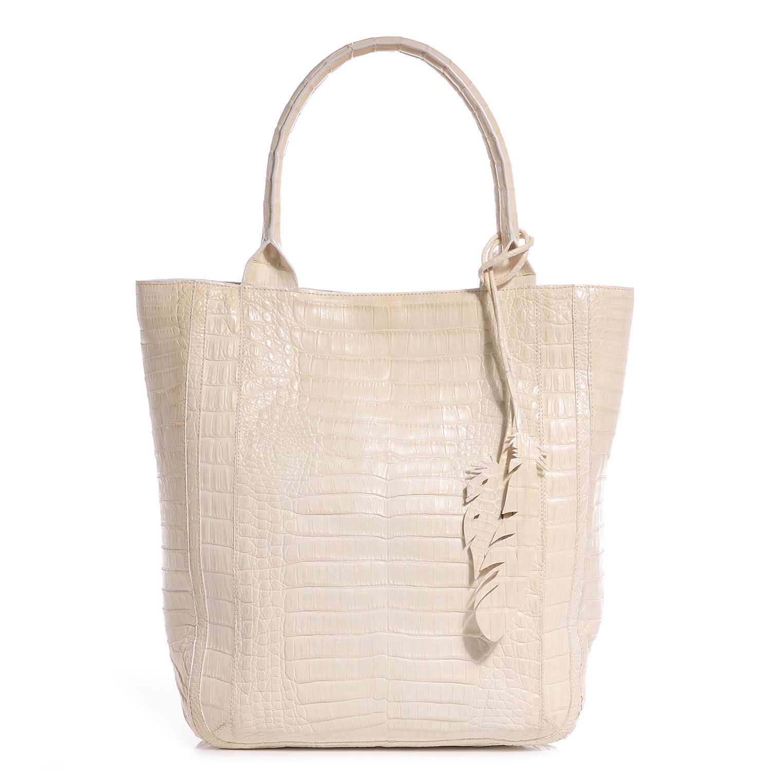 Nancy Gonzalez Crocodile Leaf Tote Sand 1 of 7