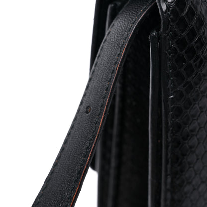Celine Python Medium Classic Box Flap Bag Black 16 of 16