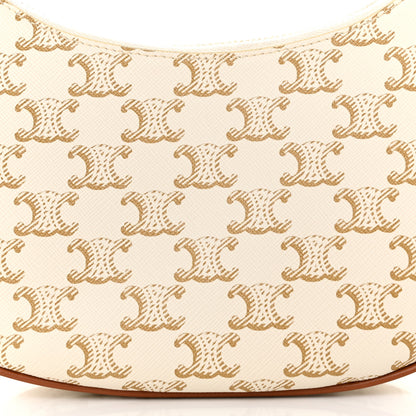 Celine Canvas Calfskin Ava Triomphe Shoulder Bag White 9 of 12