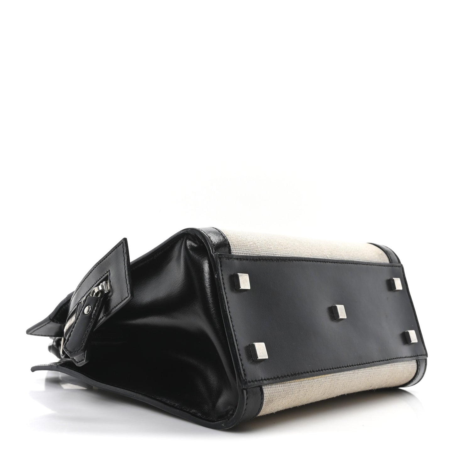 Canvas Calfskin Small Uptown Tote Black
