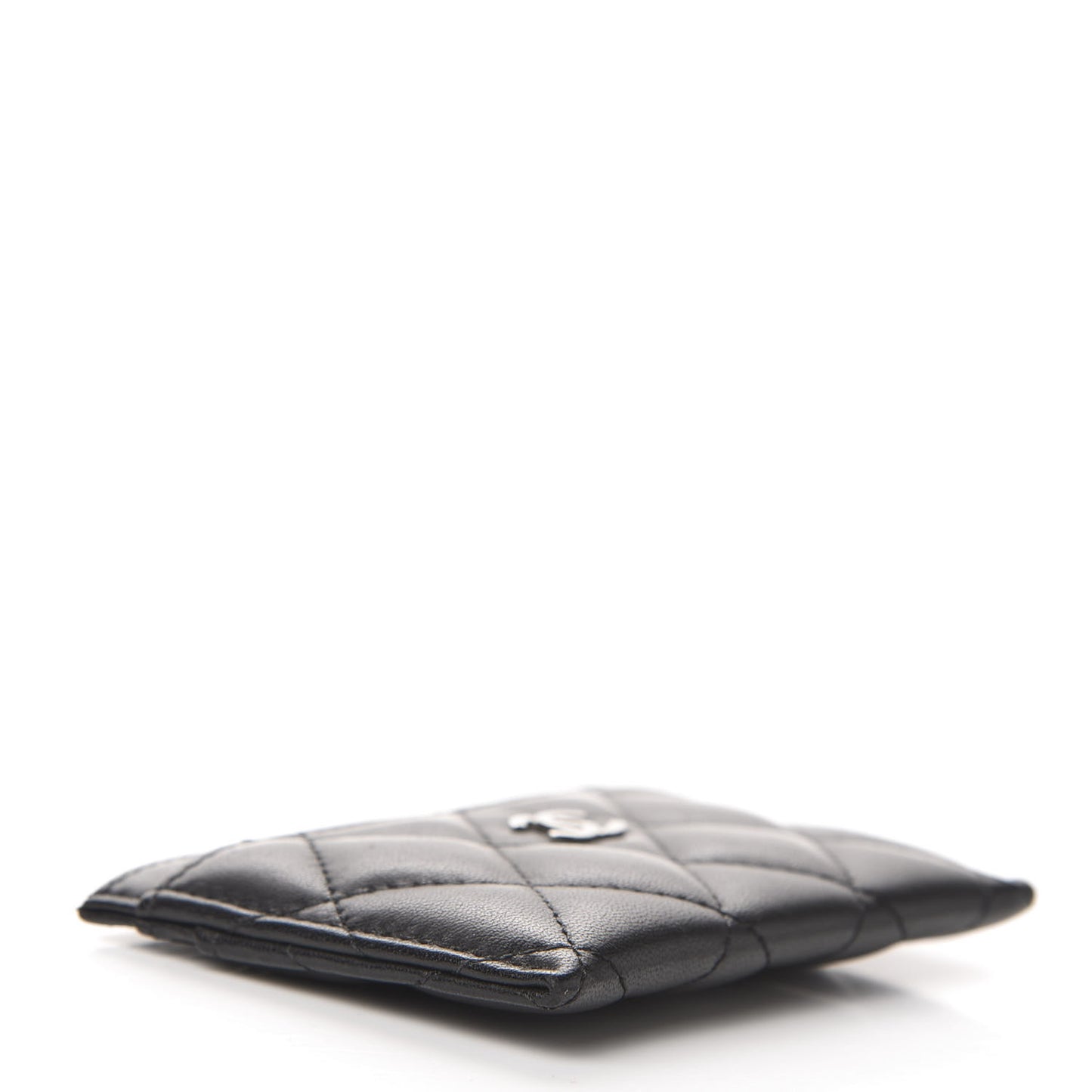 Lambskin Quilted Card Holder Black