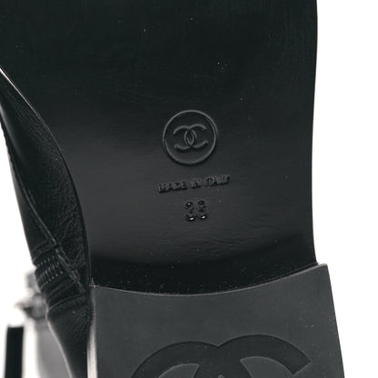 Chanel Calfskin Cap Toe Lace Up Combat Boots 38 Black 6 of 8