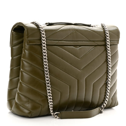 Saint Laurent Calfskin Y Quilted Monogram Medium Loulou Chain Satchel Military Olive 3 of 14