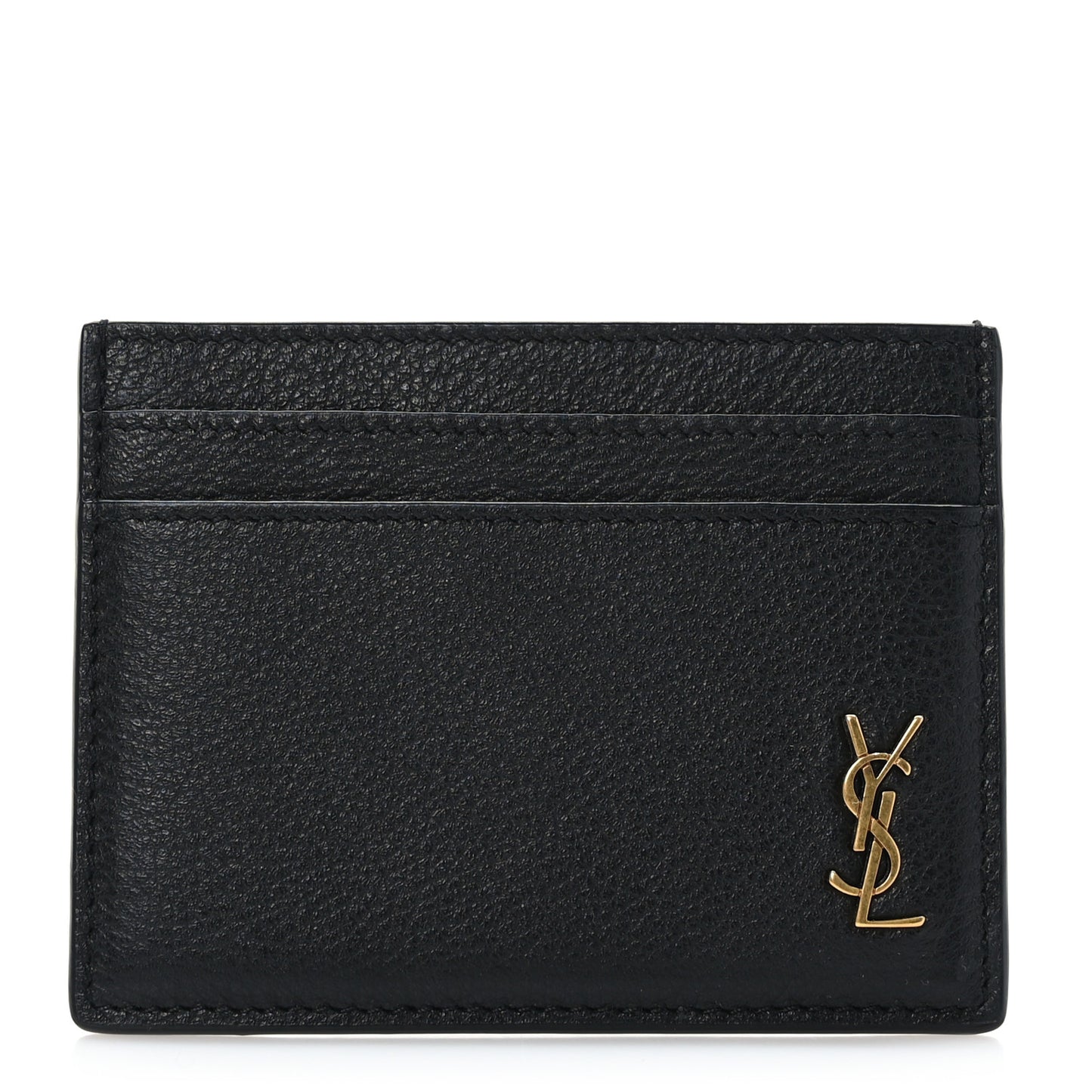 Calfskin Tiny Cassandre Credit Card Case Black