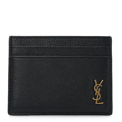 Saint Laurent Calfskin Tiny Cassandre Credit Card Case Black 1 of 7