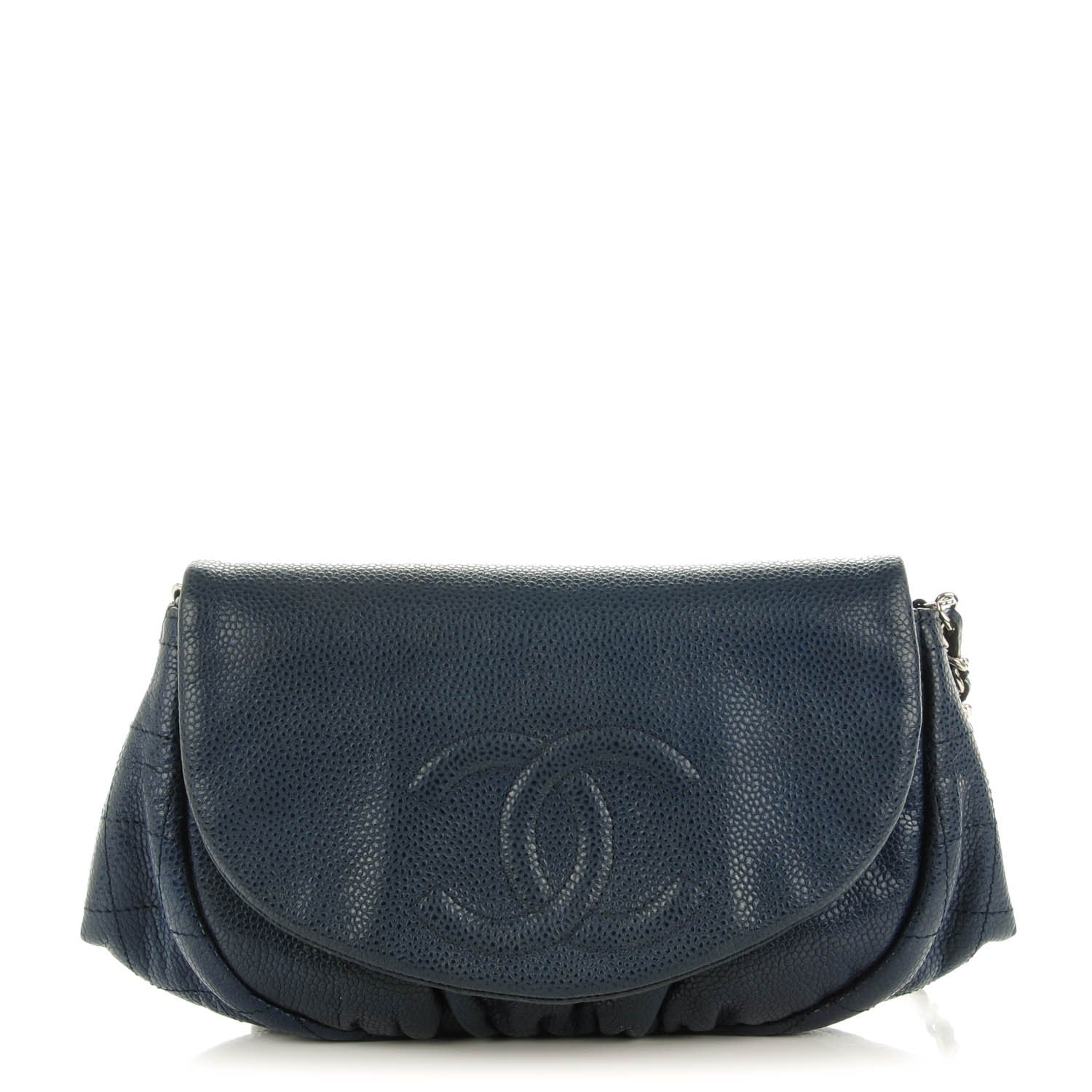 Chanel Caviar Half Moon Wallet On Chain WOC Dark Blue 1 of 8
