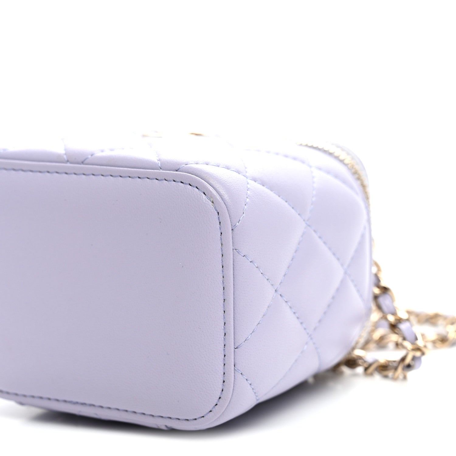 Chanel Lambskin Quilted Top Handle Mini Vanity Case With Chain Lilac 10 of 10
