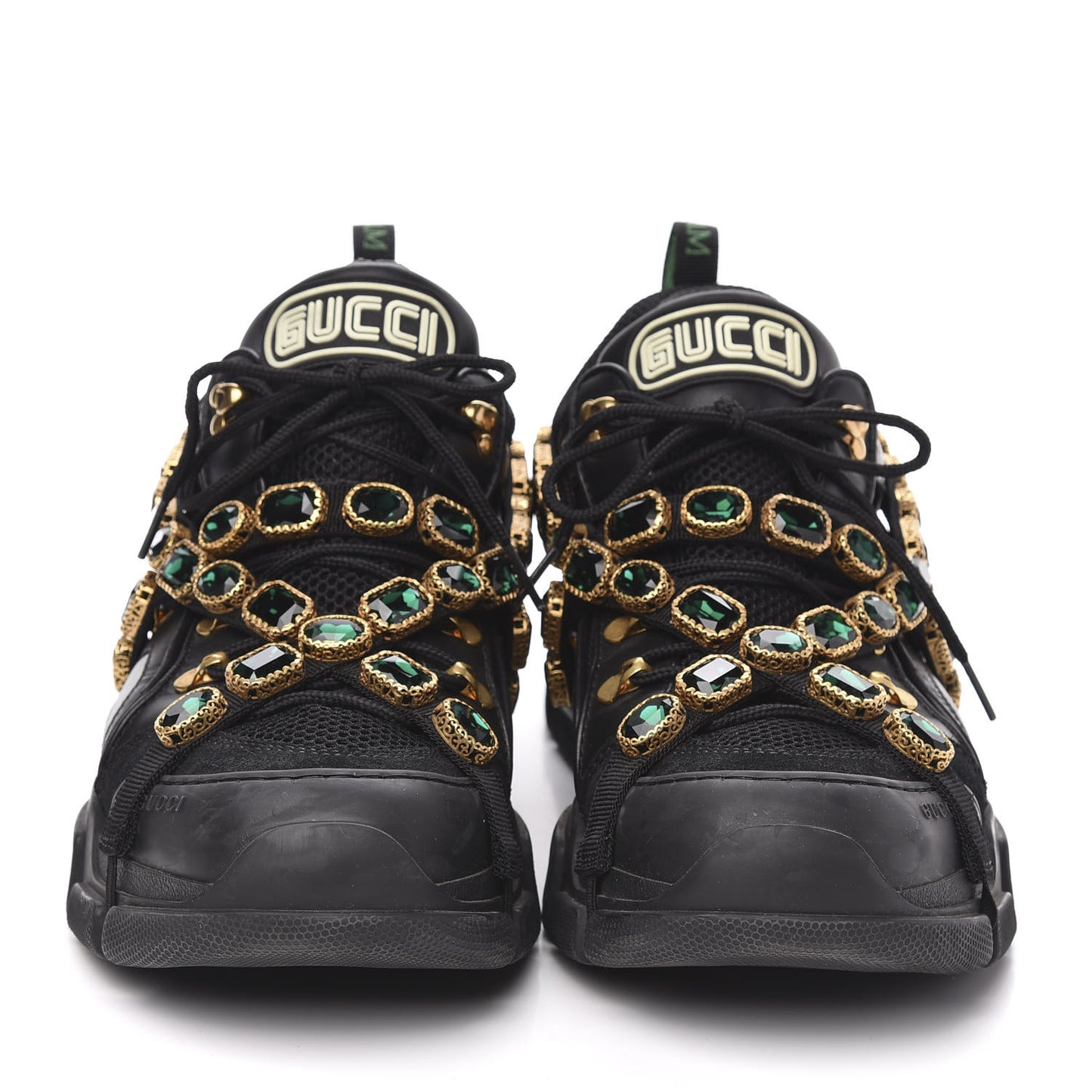 X SEGA Mesh Suede Calfskin Removable Crystals Mens Flashtrek Sneakers 12 Black Silver
