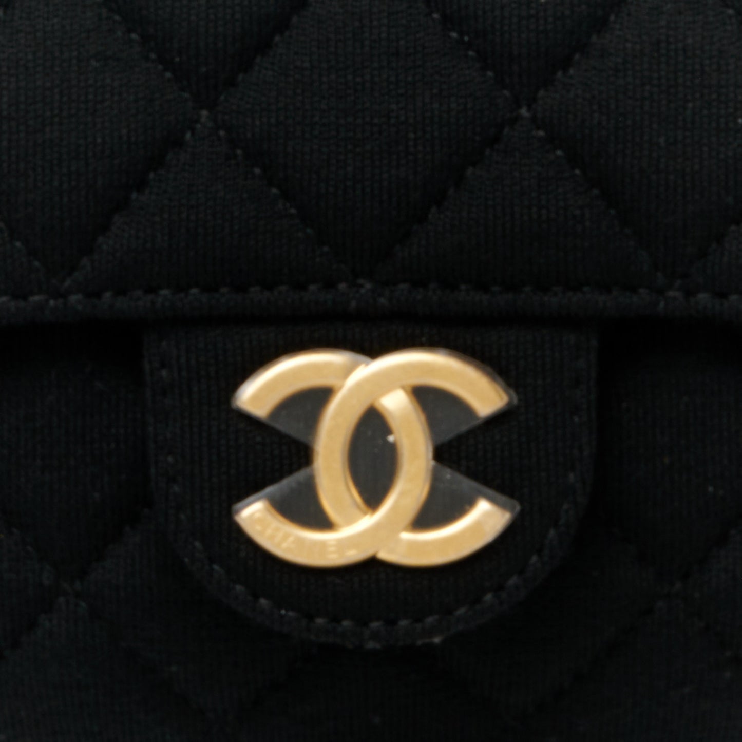 Jersey Quilted Small Wavy CC Hobo Black