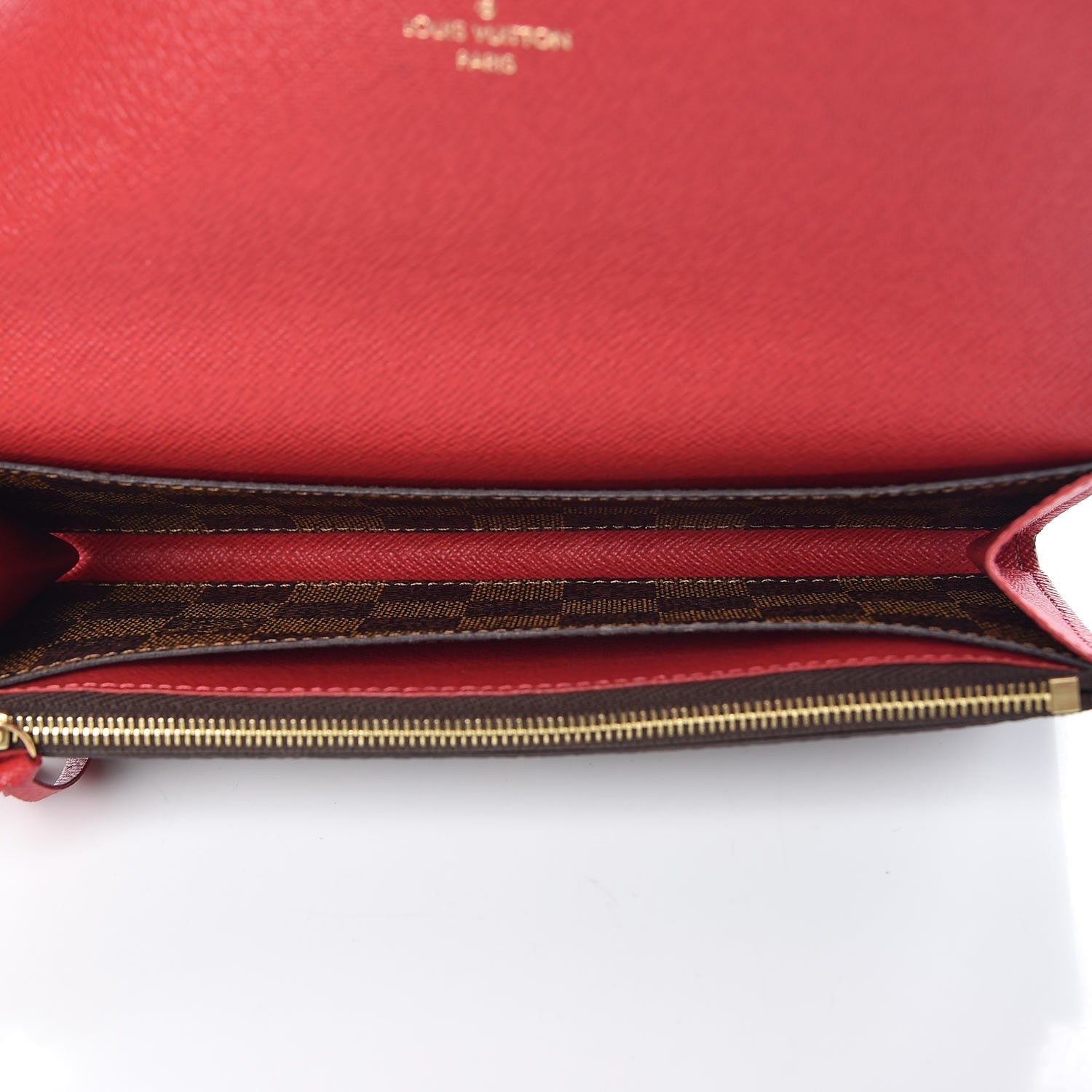 Louis Vuitton Damier Ebene Emilie Wallet Red 5 of 7