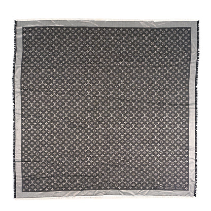 Louis Vuitton Silk Wool Monogram Denim Shawl Black 1 of 3