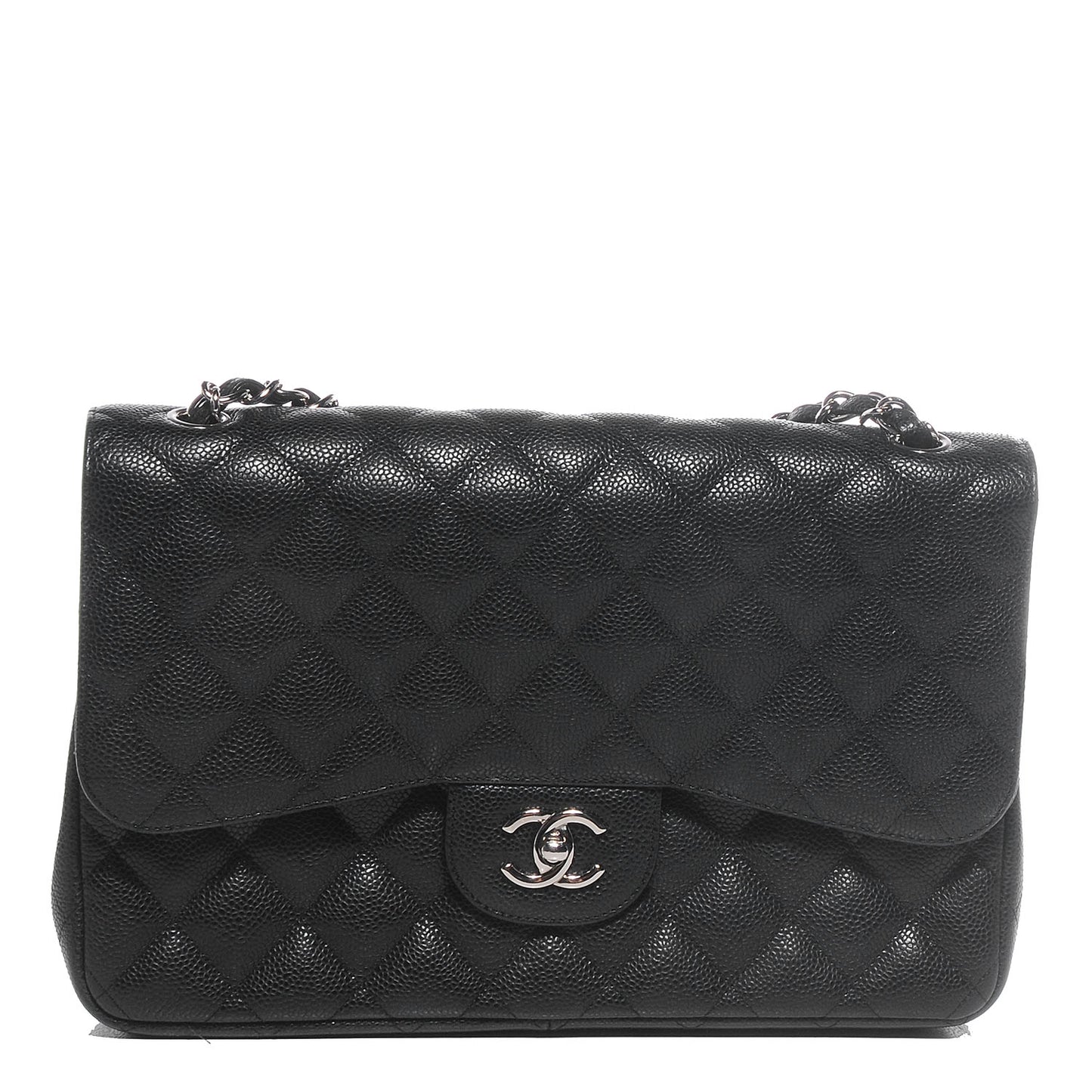Caviar Quilted Jumbo Double Flap Black