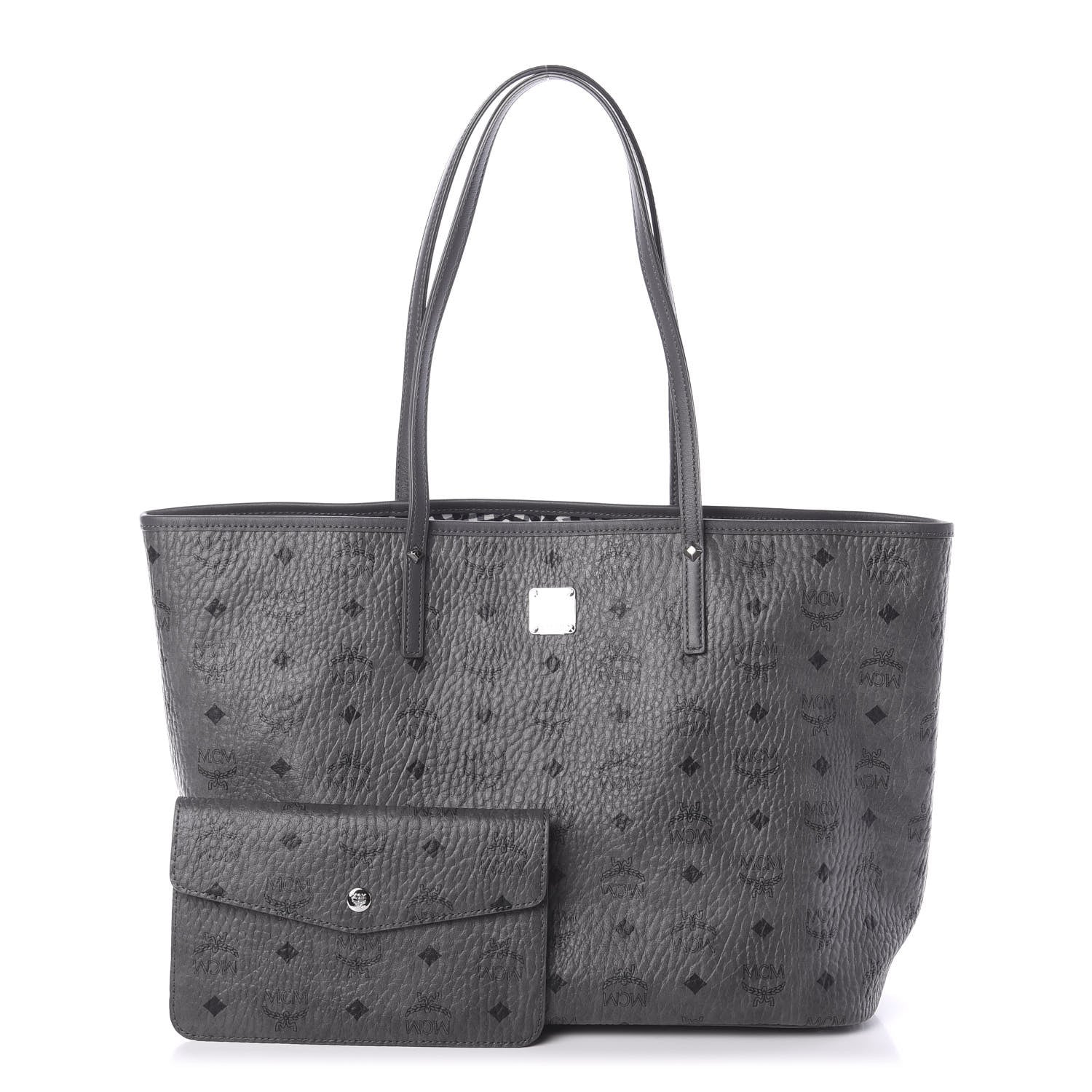 MCM Visetos Medium Reversible Shopper Tote Phantom Grey 1 of 13