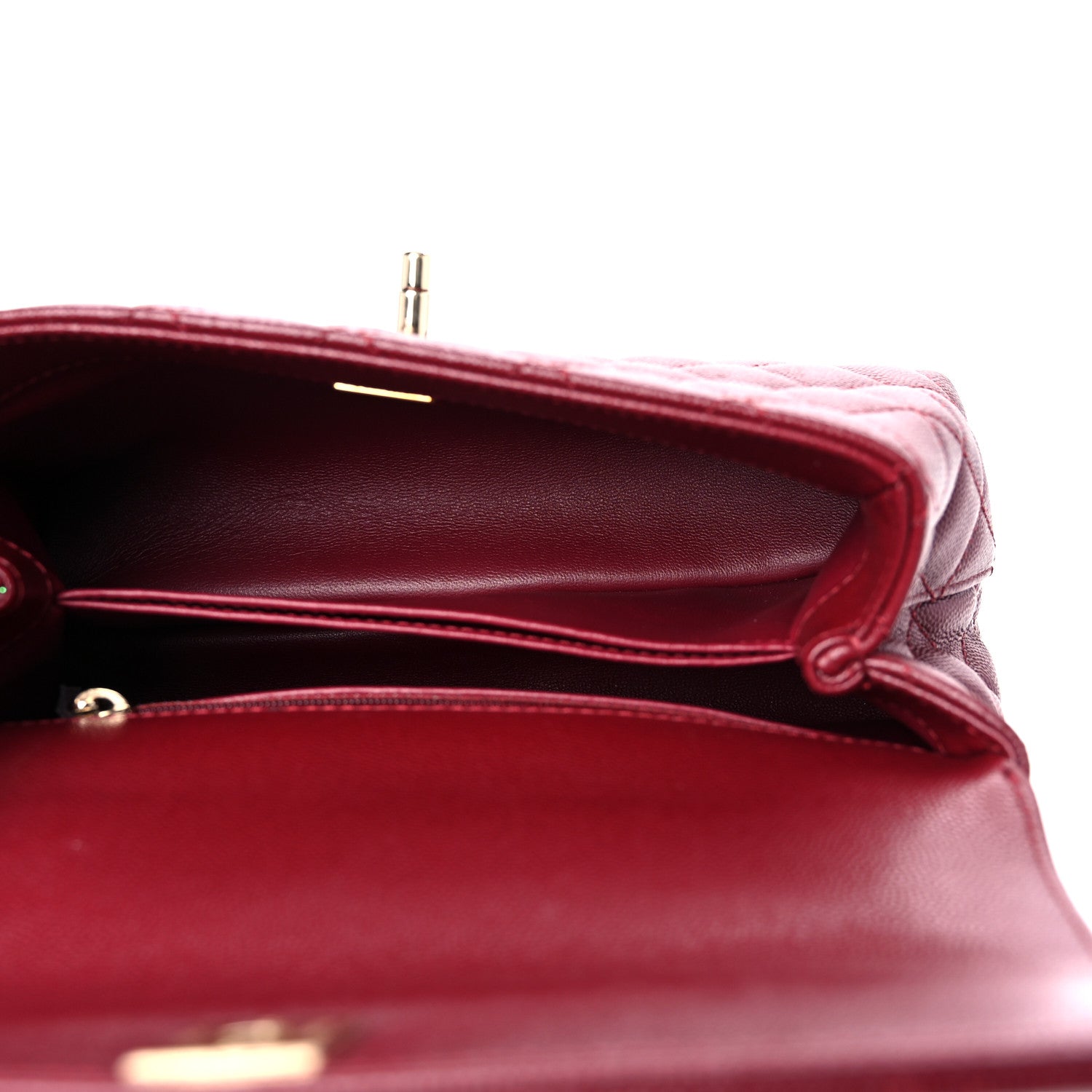 Chanel Caviar Lizard Embossed Quilted Mini Coco Handle Flap Burgundy 5 of 9