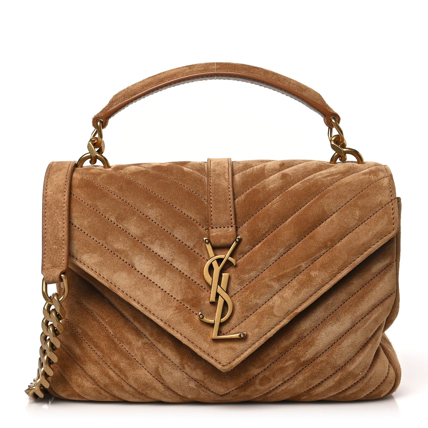 Suede Matelasse Chevron Monogram Medium College Bag Cinnamon