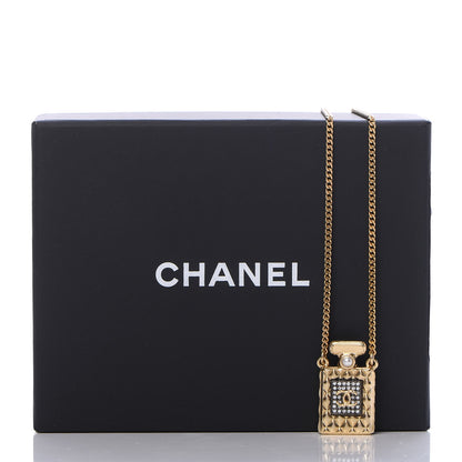 Chanel Crystal Pearl Perfume Bottle CC Necklace Gold 6 of 6